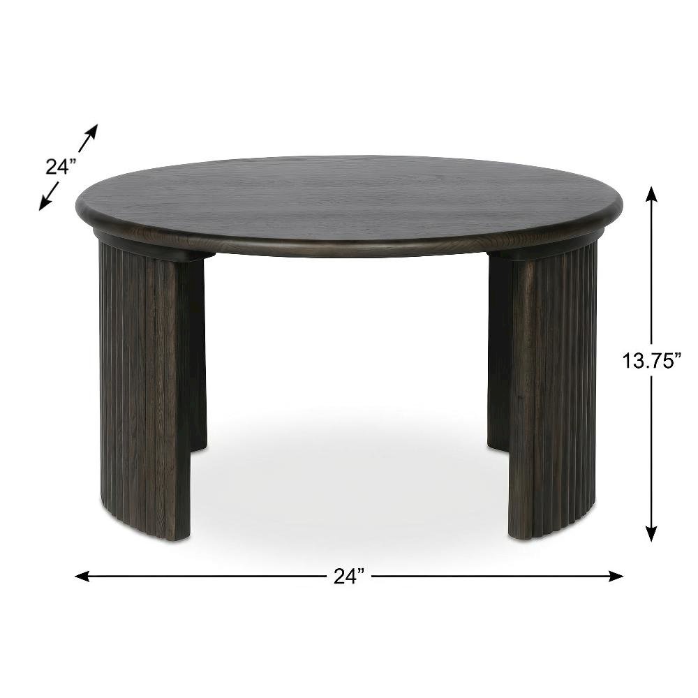 Brown Solid Oak Small Coffee Table with Matte Finish, Stain-Repellent Surface