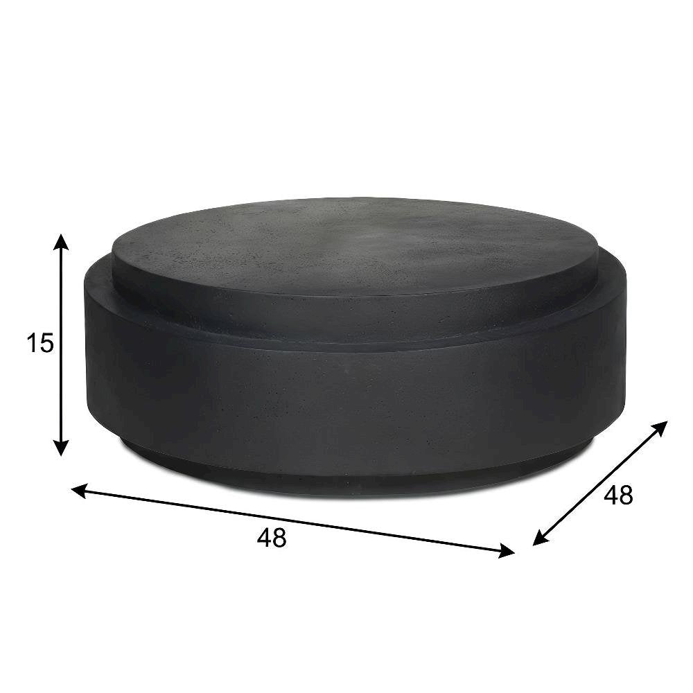 Black Concrete Coffee Table with Stone Surface and Contemporary Design