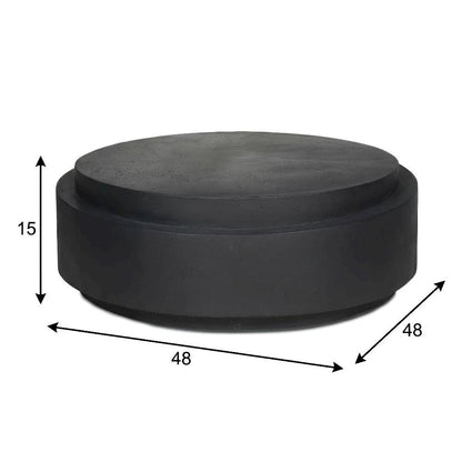 Black Concrete Coffee Table with Stone Surface and Contemporary Design
