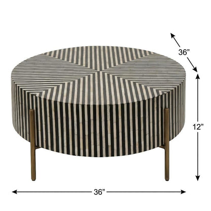 Multicolor Camel Bone Coffee Table with Iron Legs and Semi-Gloss Finish