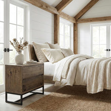 Light Brown Rustic Nightstand with 2 Drawers Solid Pine Wood Matt Finish