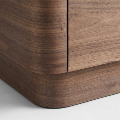 Walnut Brown Small Nightstand with Soft Close Drawer and Wood Frame Storage