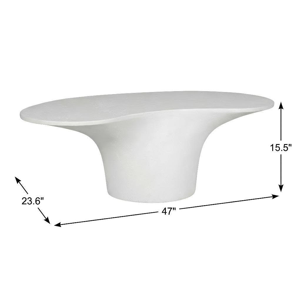 White Fiberglass Reinforced Concrete Outdoor Coffee Table with Modern Design