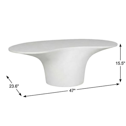White Fiberglass Reinforced Concrete Outdoor Coffee Table with Modern Design