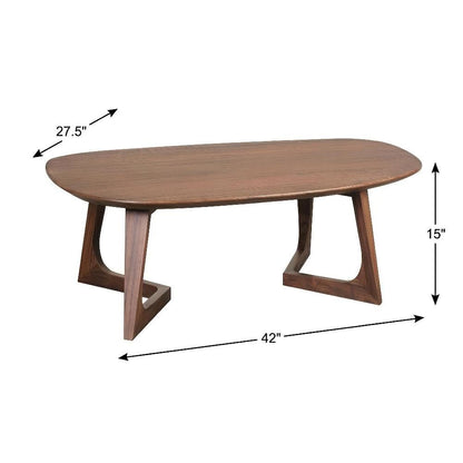 Small Brown Coffee Table Solid Walnut Top Mid-Century Modern Wood Design