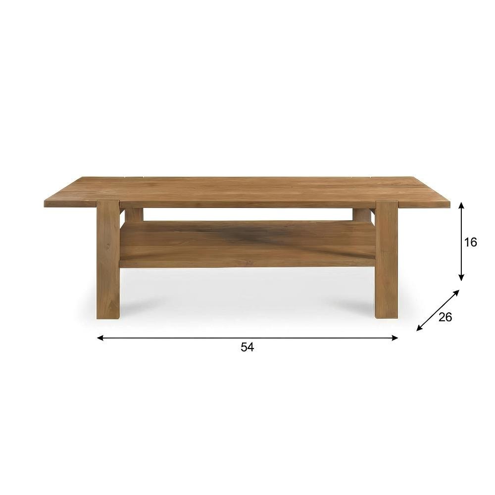 Brown Mango Wood Coffee Table with Solid Wood Top and Matt Finish