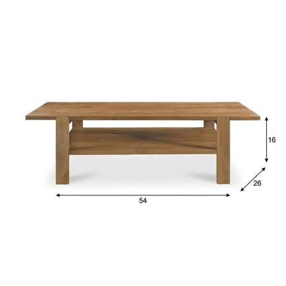 Brown Mango Wood Coffee Table with Solid Wood Top and Matt Finish
