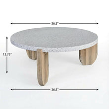 White Terrazzo Coffee Table with Cement Mixed Stone Top and Stain Resistance