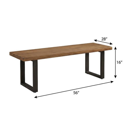 Brown Solid Acacia Coffee Table with Iron Legs and Clear Stain Finish
