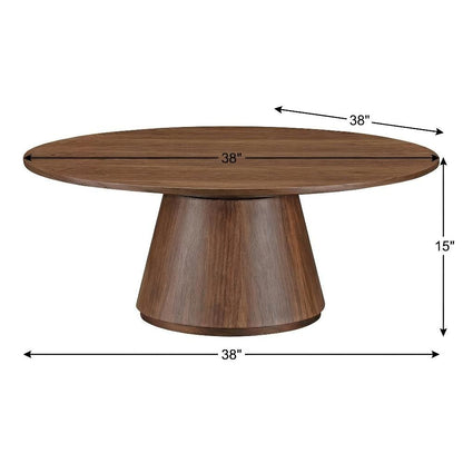 Brown Walnut Veneer Coffee Table with Semi-Gloss Finish and Metal Hardware