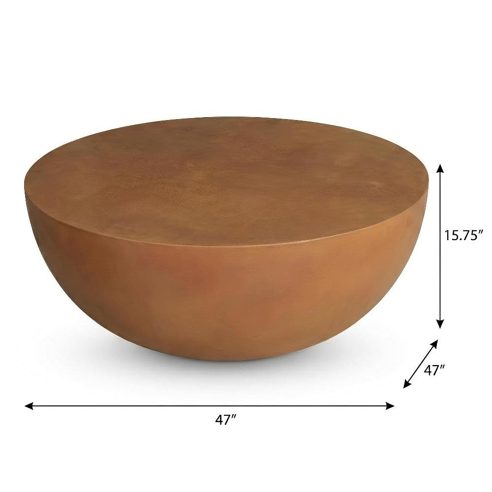 Red Concrete Coffee Table with Semi-Gloss Stone Top and Stain-Repellent Surface