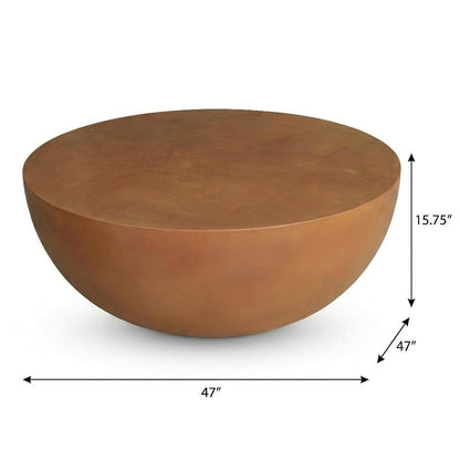 Red Concrete Coffee Table with Semi-Gloss Stone Top and Stain-Repellent Surface