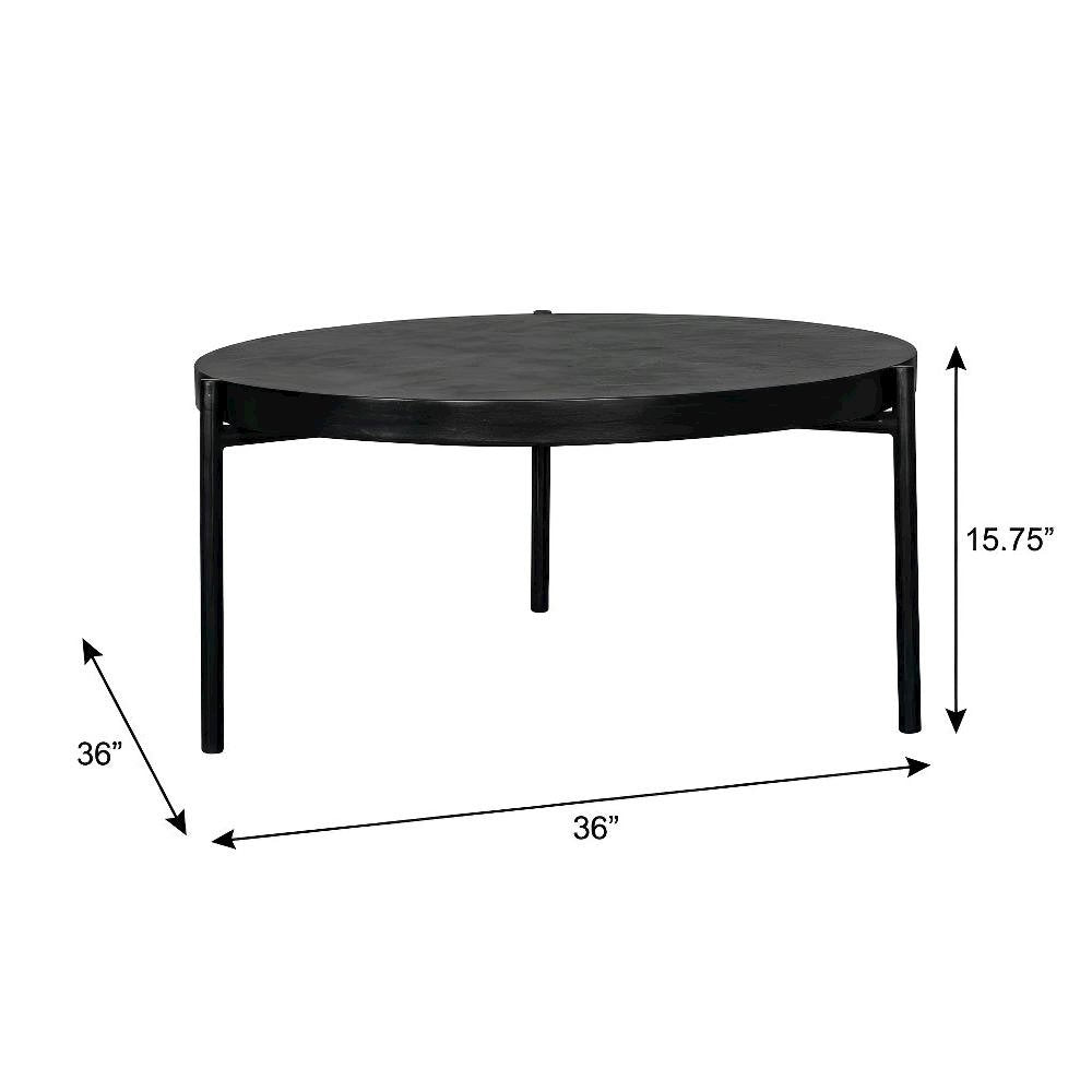 Black Concrete Outdoor Coffee Table with Steel Legs and Matte Hardware