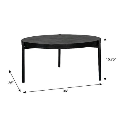 Black Concrete Outdoor Coffee Table with Steel Legs and Matte Hardware
