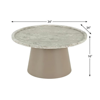 White Marble Coffee Table with Antique White Marble Top and MDF Iron Frame