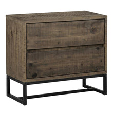 Light Brown Rustic Nightstand with 2 Drawers Solid Pine Wood Matt Finish