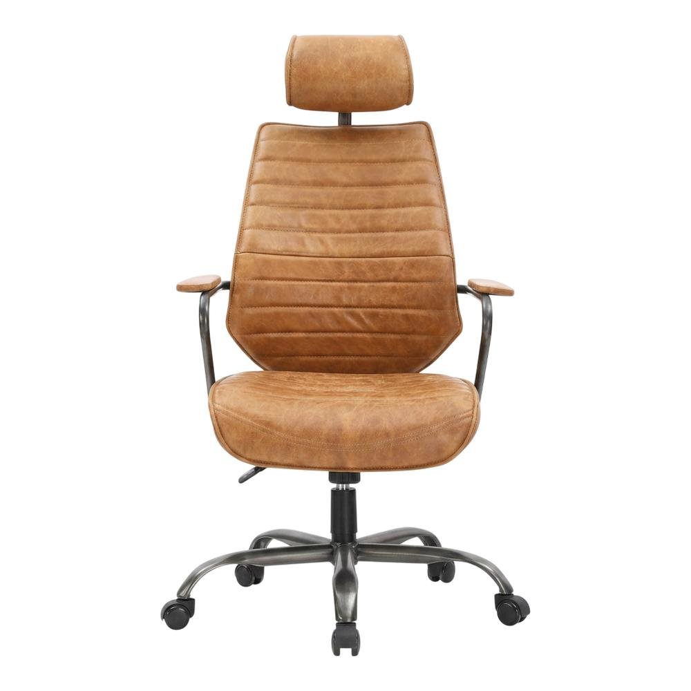 Leather Upholstered Executive Office Chair, Industrial Swivel Desk Chair,Orange