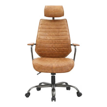 Leather Upholstered Executive Office Chair, Industrial Swivel Desk Chair,Orange