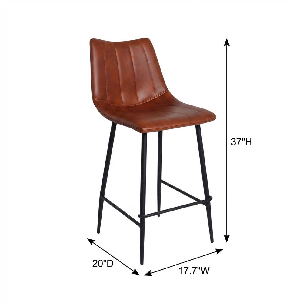 Upholstered Counter Stools Set of 2, Contemporary Bar Stools with Footrest,Brown
