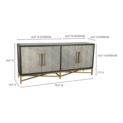 Gray Sideboard Cabinet with Brass Detailing Unique Credenza