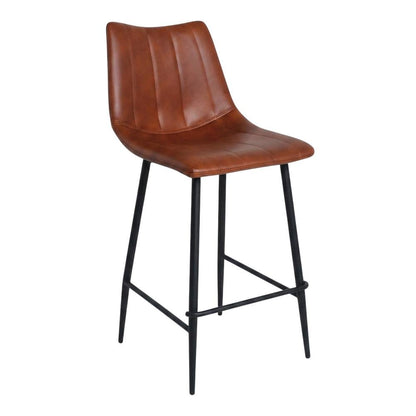 Upholstered Counter Stools Set of 2, Contemporary Bar Stools with Footrest,Brown