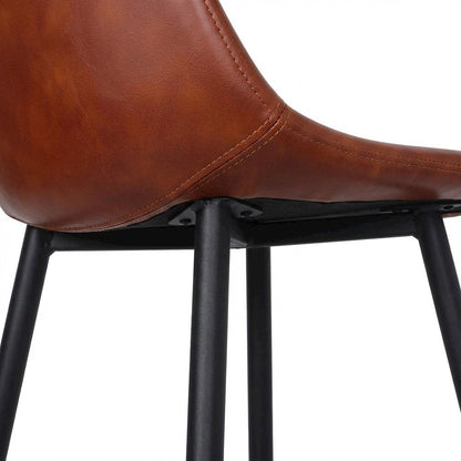 Upholstered Counter Stools Set of 2, Contemporary Bar Stools with Footrest,Brown