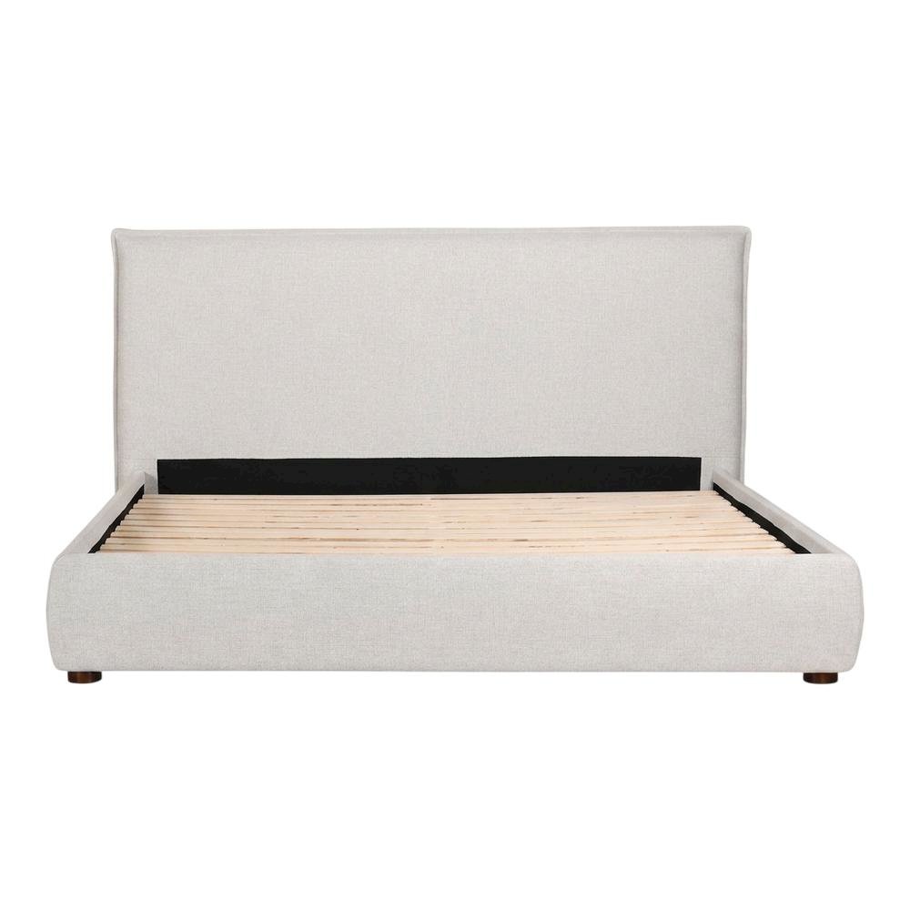 King Platform Bed with Headboard, Scandinavian Bed Frame Bedroom,Gray