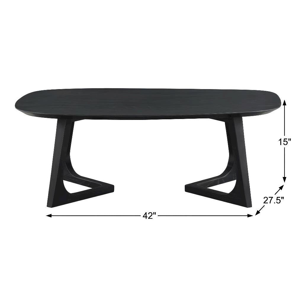 Black Solid White Ash Coffee Table Mid-Century Modern Wood Finish