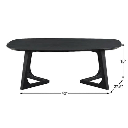 Black Solid White Ash Coffee Table Mid-Century Modern Wood Finish
