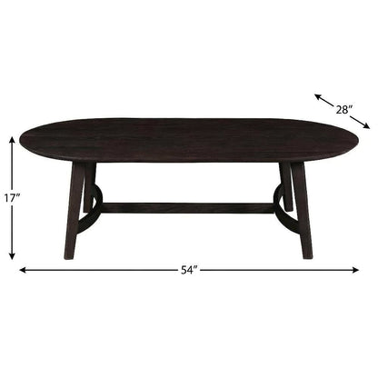 Brown Oak Wood Coffee Table, Solid Wood Top, Metal Hardware Scandinavian Style