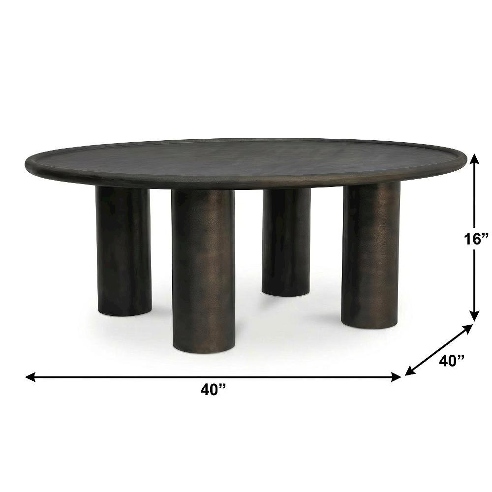 Brown Outdoor Coffee Table, Aluminium Top, Cast Aluminium Frame Durable Design