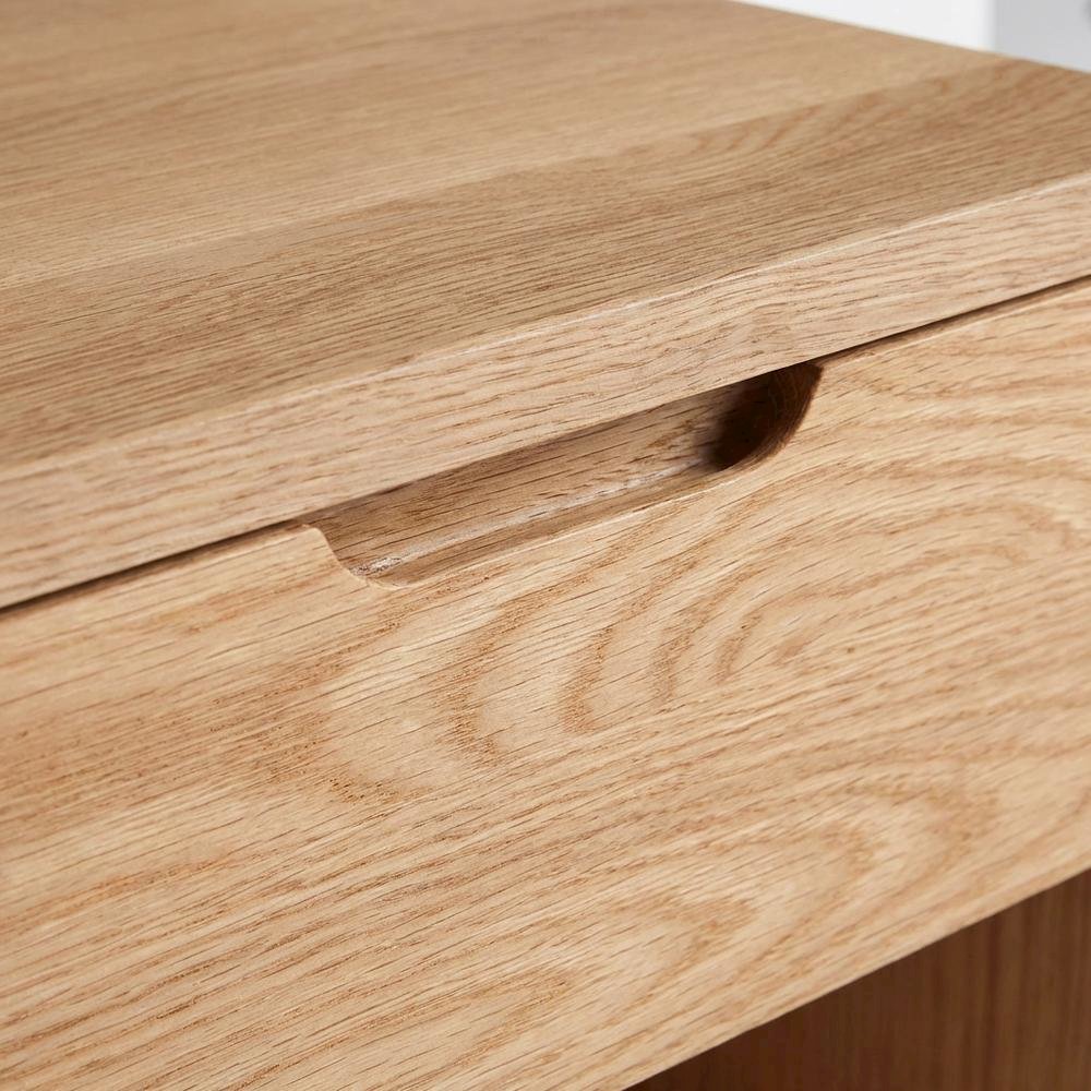 Oak Nightstand with Soft Close Drawer and Solid Wood Frame