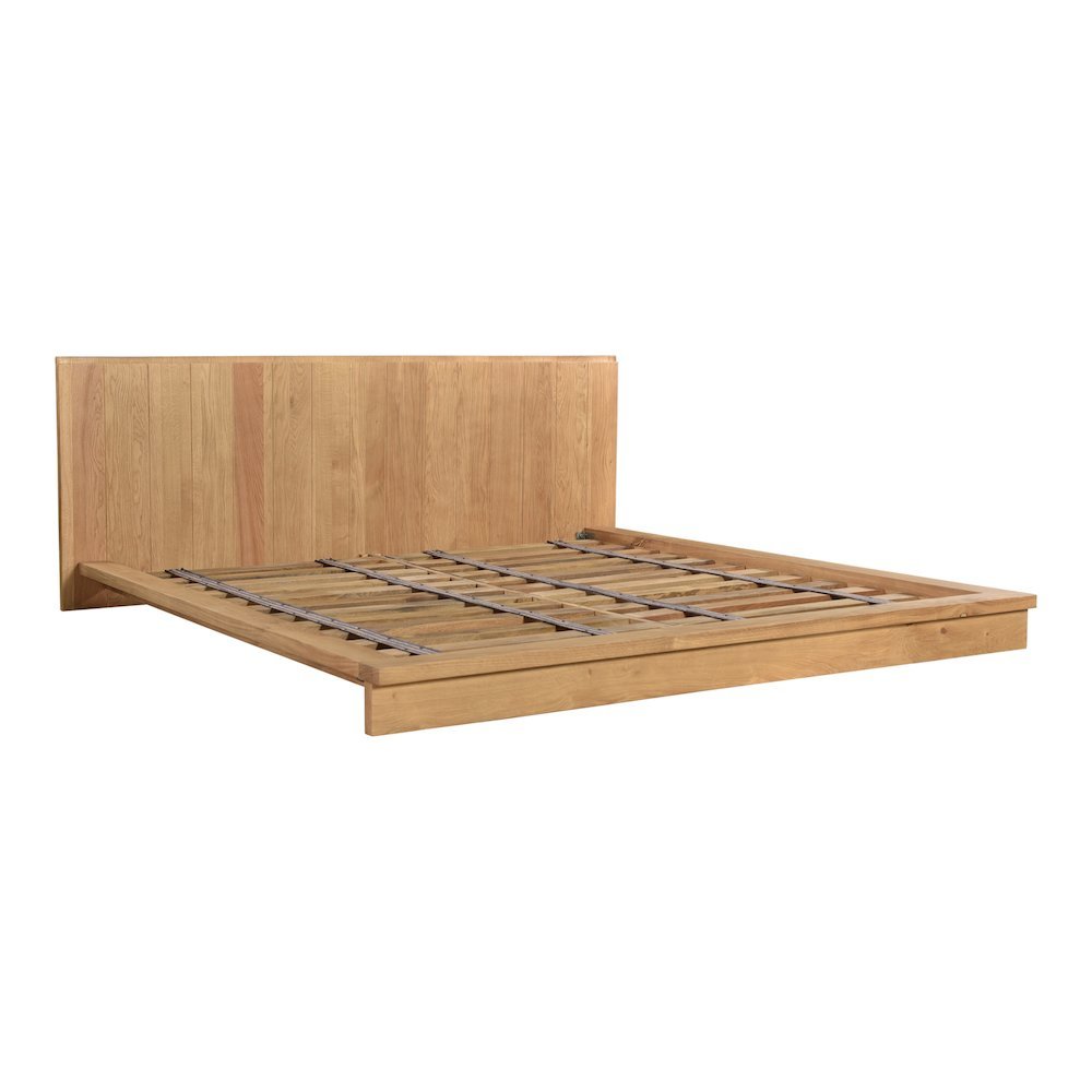 Solid Oak King Size Bed Frame with Headboard, Durable Wood King Bed Frame