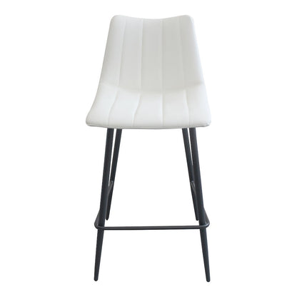 Upholstered White Bar Chairs Set of 2 with Metal Legs and Low Back