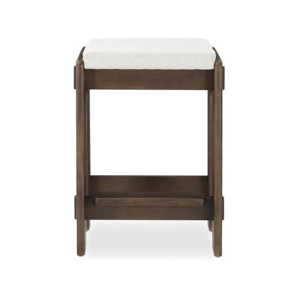 Oak Counter Stool Upholstered Backless Seat Minimalist Bar Stool Design