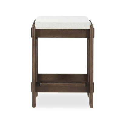 Oak Counter Stool Upholstered Backless Seat Minimalist Bar Stool Design