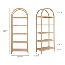 Elegant Tall Brown Wooden Bookcase, 4 Tier Shelf Bookshelf