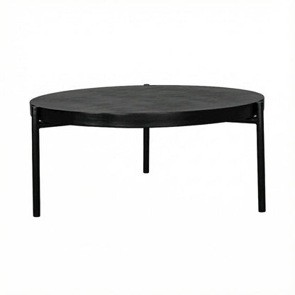 Black Concrete Outdoor Coffee Table with Steel Legs and Matte Hardware