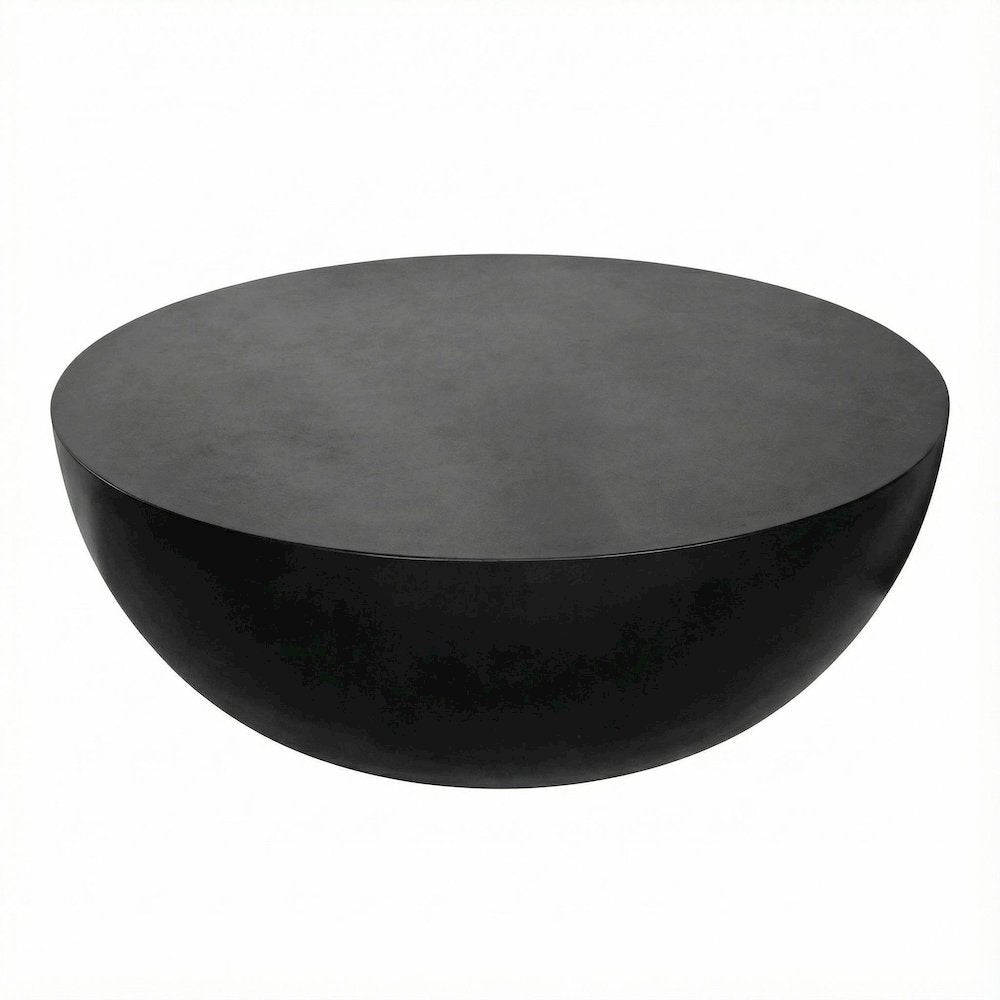 Black Concrete Coffee Table with Fibre Reinforced Cement Top, Contemporary Style
