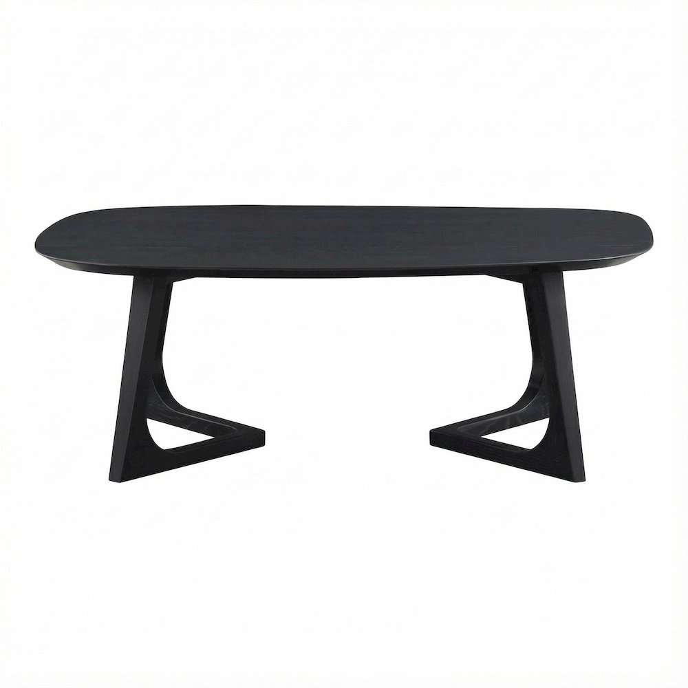 Black Solid White Ash Coffee Table Mid-Century Modern Wood Finish