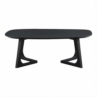 Black Solid White Ash Coffee Table Mid-Century Modern Wood Finish
