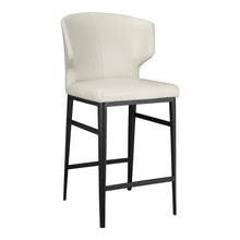 Mid Century Bar Stool Beige Upholstered Modern Counter Height Seating