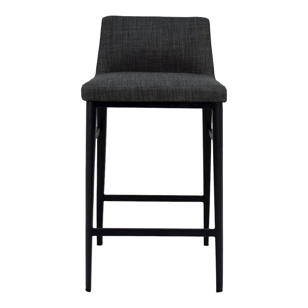 Modern Bar Stool Gray Upholstered Seating Comfy Bar Stool With Steel Frame