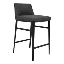 Modern Bar Stool Gray Upholstered Seating Comfy Bar Stool With Steel Frame