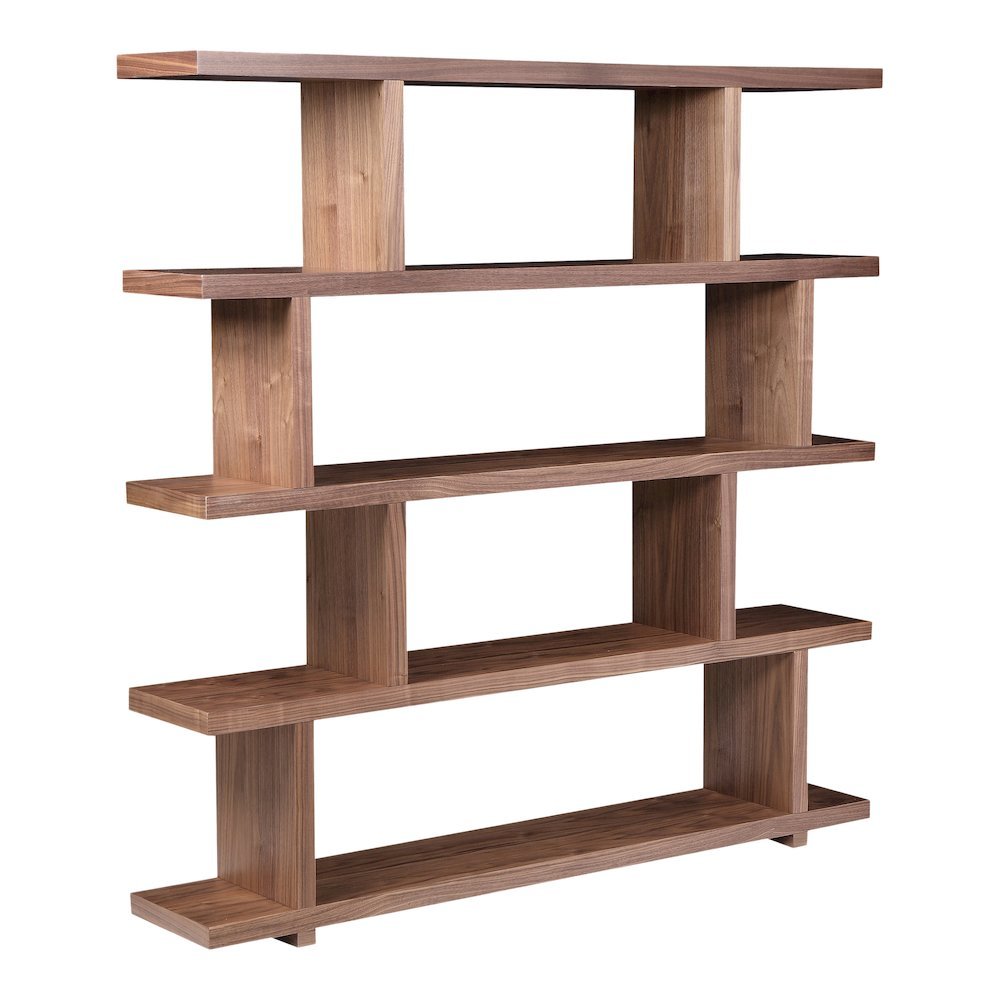Large Brown Wood Bookshelf – Modern 4 Tier Shelf Wood Bookcase