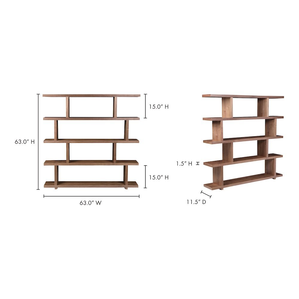 Large Brown Wood Bookshelf – Modern 4 Tier Shelf Wood Bookcase