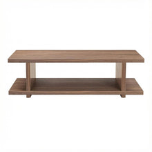 Brown Walnut Veneer Coffee Table with Matte MDF Frame and Open Storage