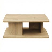Brown Rustic Oak Coffee Table with Solid Oak Base and Durable Veneer Surface