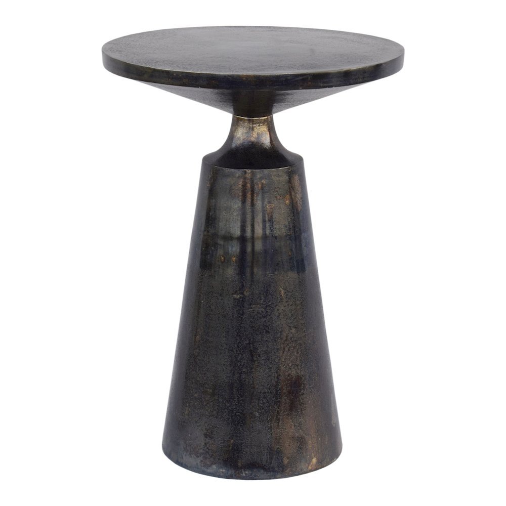 Sculptural Gray Metal Accent Table for Small Spaces in Lightweight Aluminum
