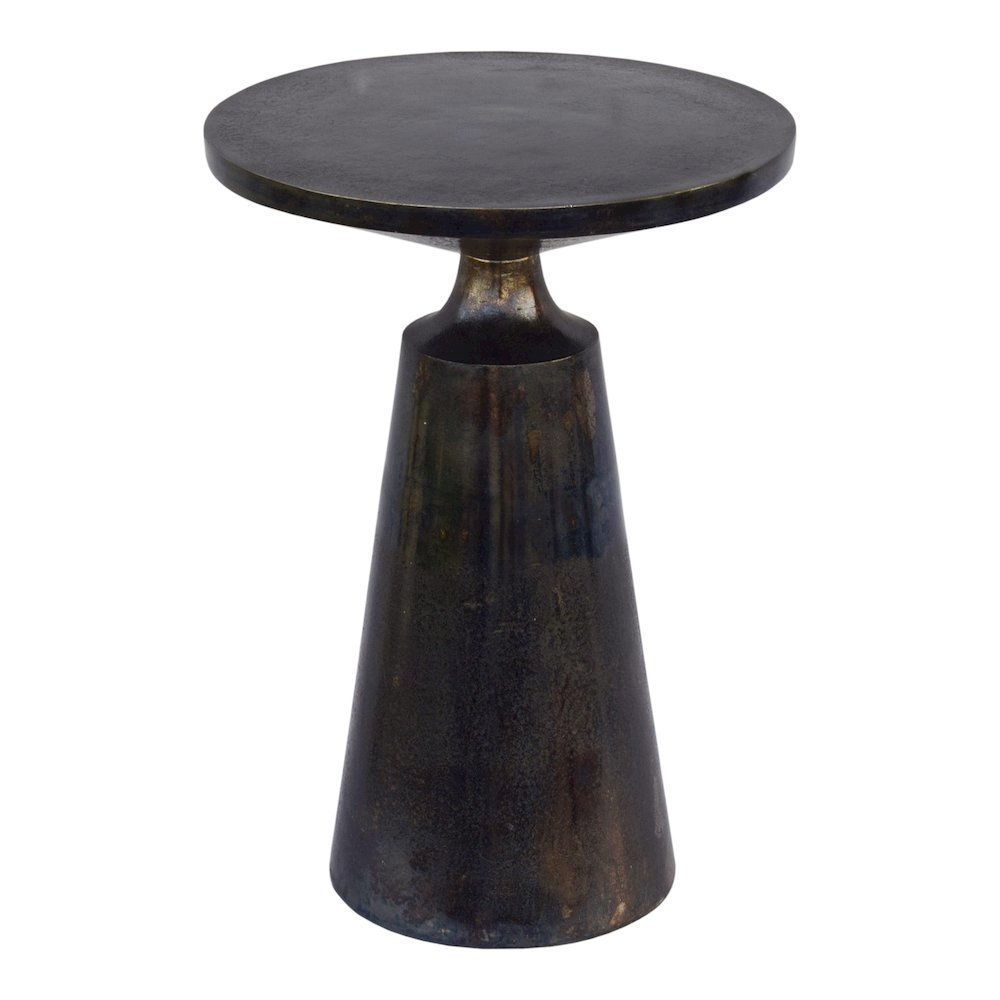 Sculptural Gray Metal Accent Table for Small Spaces in Lightweight Aluminum